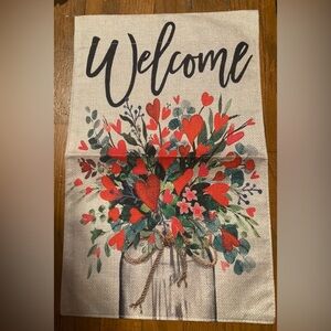 Garden Flag Valentine’s Flower Hearts 12" x 18" NWOT